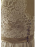 V Neck Eyelash Lace Chiffon Bohemian Wedding Dress